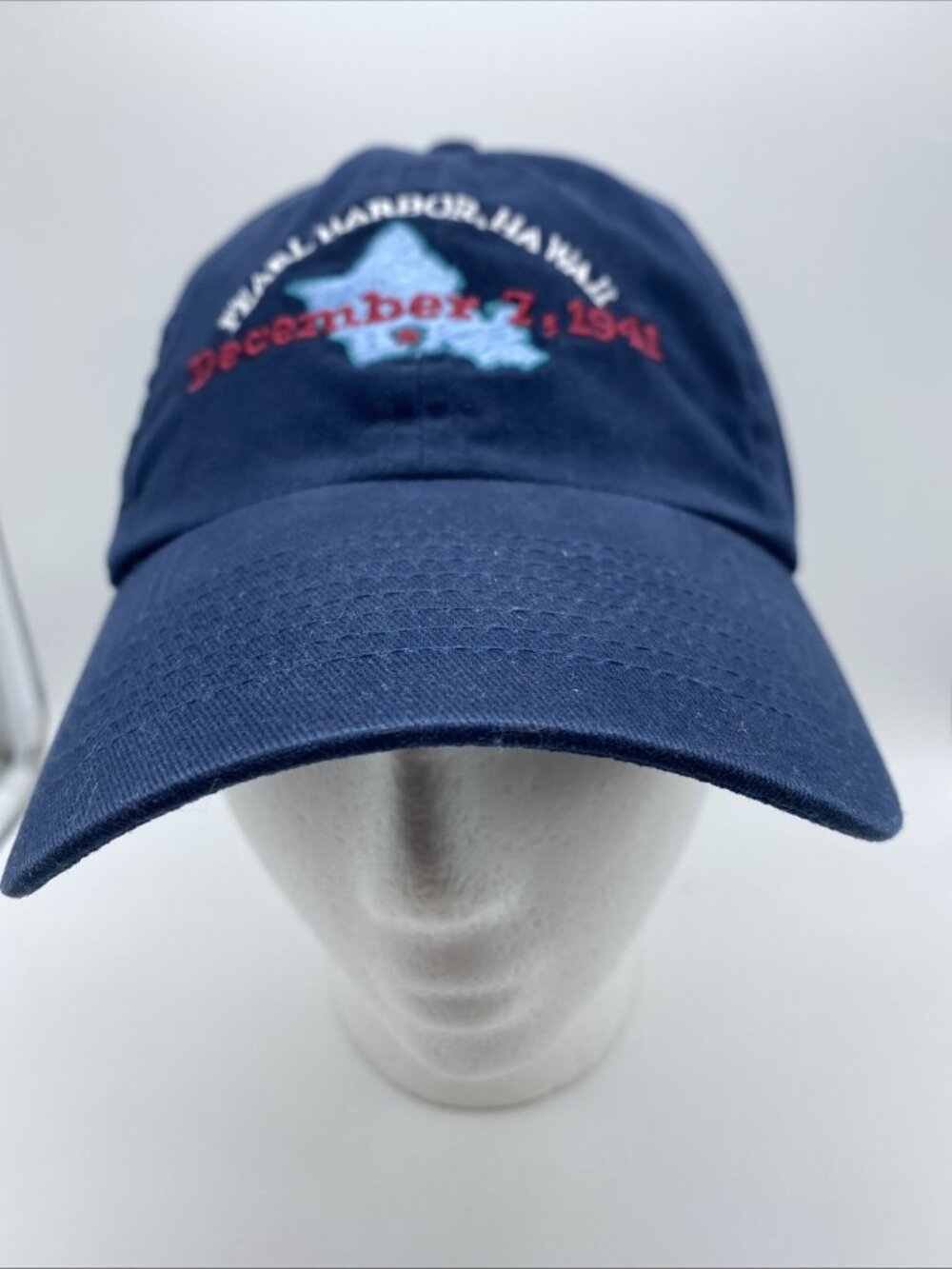 Pearl Harbor Hawaii Hat Blue Cap Dec 7 1941 Memorial Hook Loop Adjustable